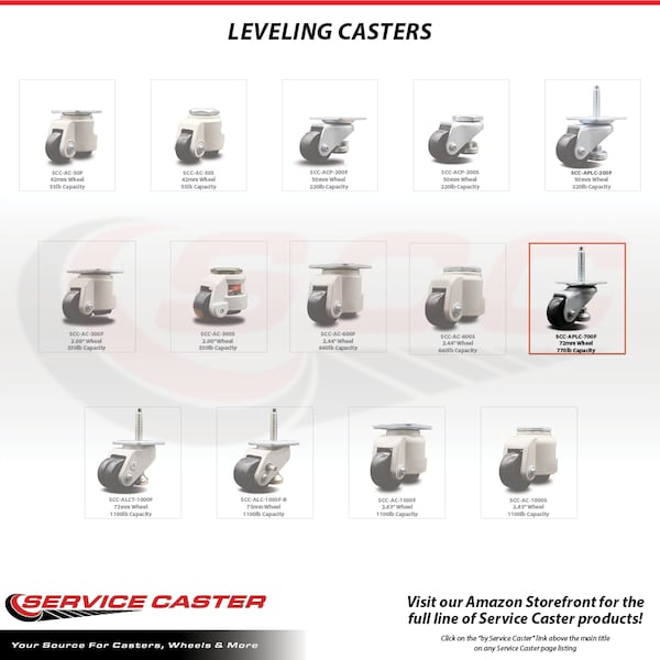 Service Caster Nylon Swvl Threaded Stem Caster w/2.8" Black Wheel and 16mm x 2.0mm x 138mm Stem SCC-TPLV30S72-NYR-770-ZC - main